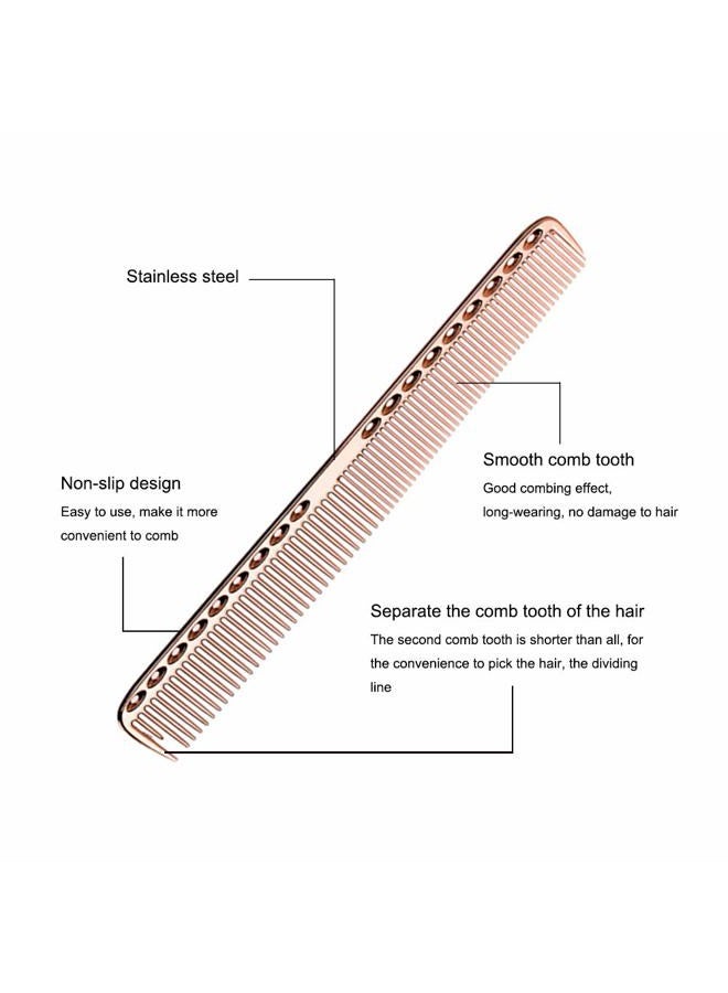 wweenuo 2 pcs Stainless Steel Hair Combs Anti Static Styling Comb Hairdressing Barbers Combs (Rose Gold) - Image 3